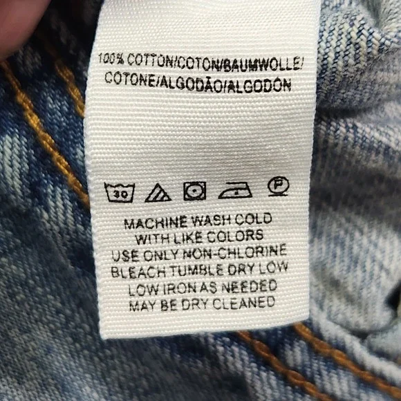 Free People Denim Jacket Women‎ M/L Distressed Light Wash Jean Coat - Picture 7 of 15